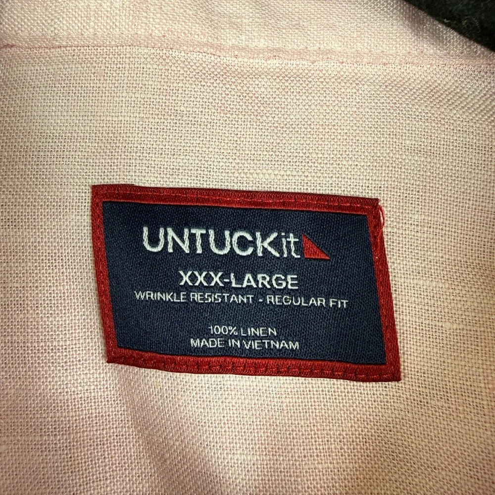 UNTUCKit Men's XXX Large Pink Linen Wrinkle Resistant Button Down‎ Shirt